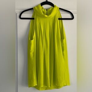 Lost April Vibrant Neon Yellow Sleeveless Pleated Top